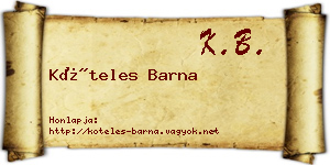 Köteles Barna névjegykártya