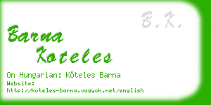 barna koteles business card
