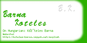 barna koteles business card